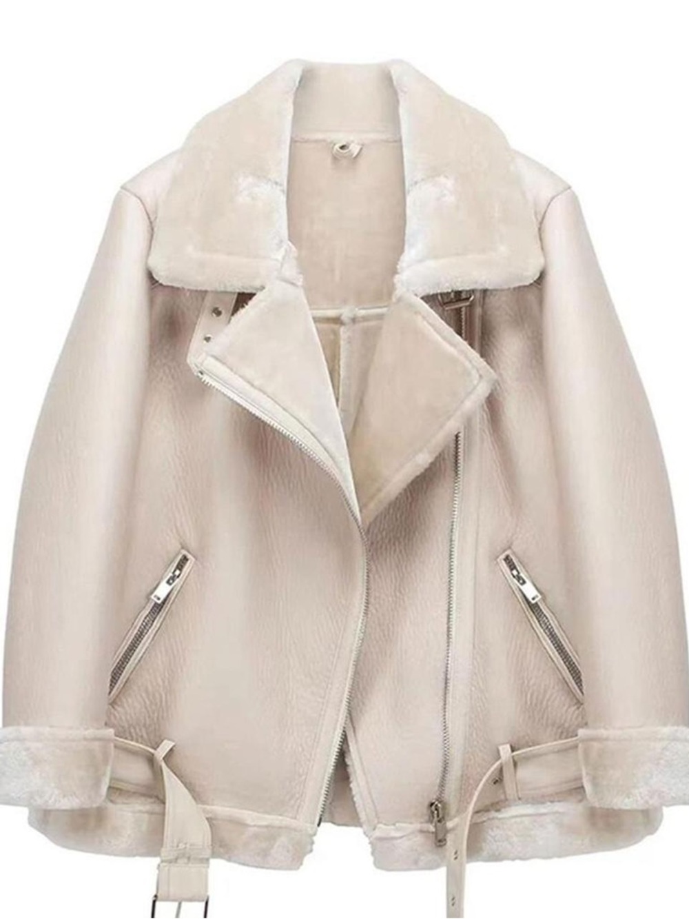 Womens Cream Teddy Jackst